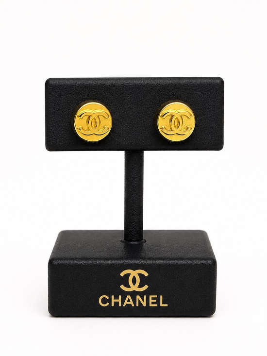 CHANEL Jewelry - CHANEL Gold CC Medallion Stud Earrings